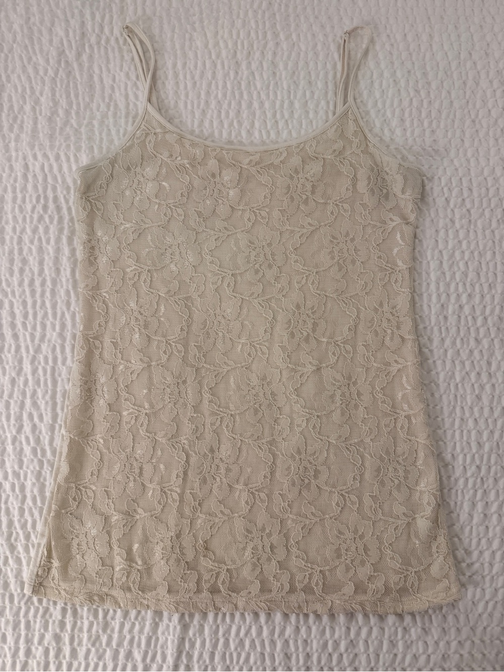 LOFT Ann Taylor Ivory Floral Lace Camisole Tank Top Romantic Y2k